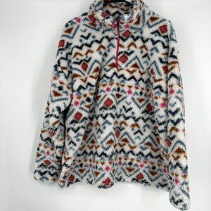Eddie Bauer‎ Women's Fleece Pullover 1/4 zip Aztec Pattern Size XXL